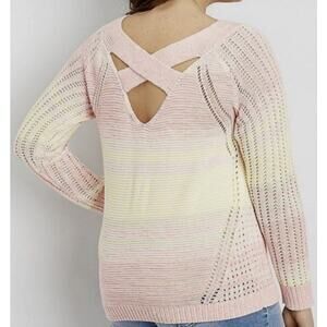 Maurices Womens Pastel Pink Criss Cross Straps Pullover Sweater Large